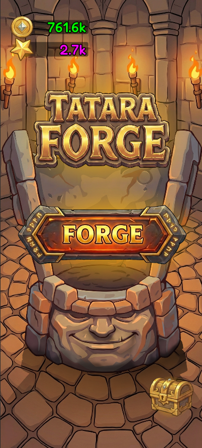 Tatara Forge mobile screenshot showing the forge button